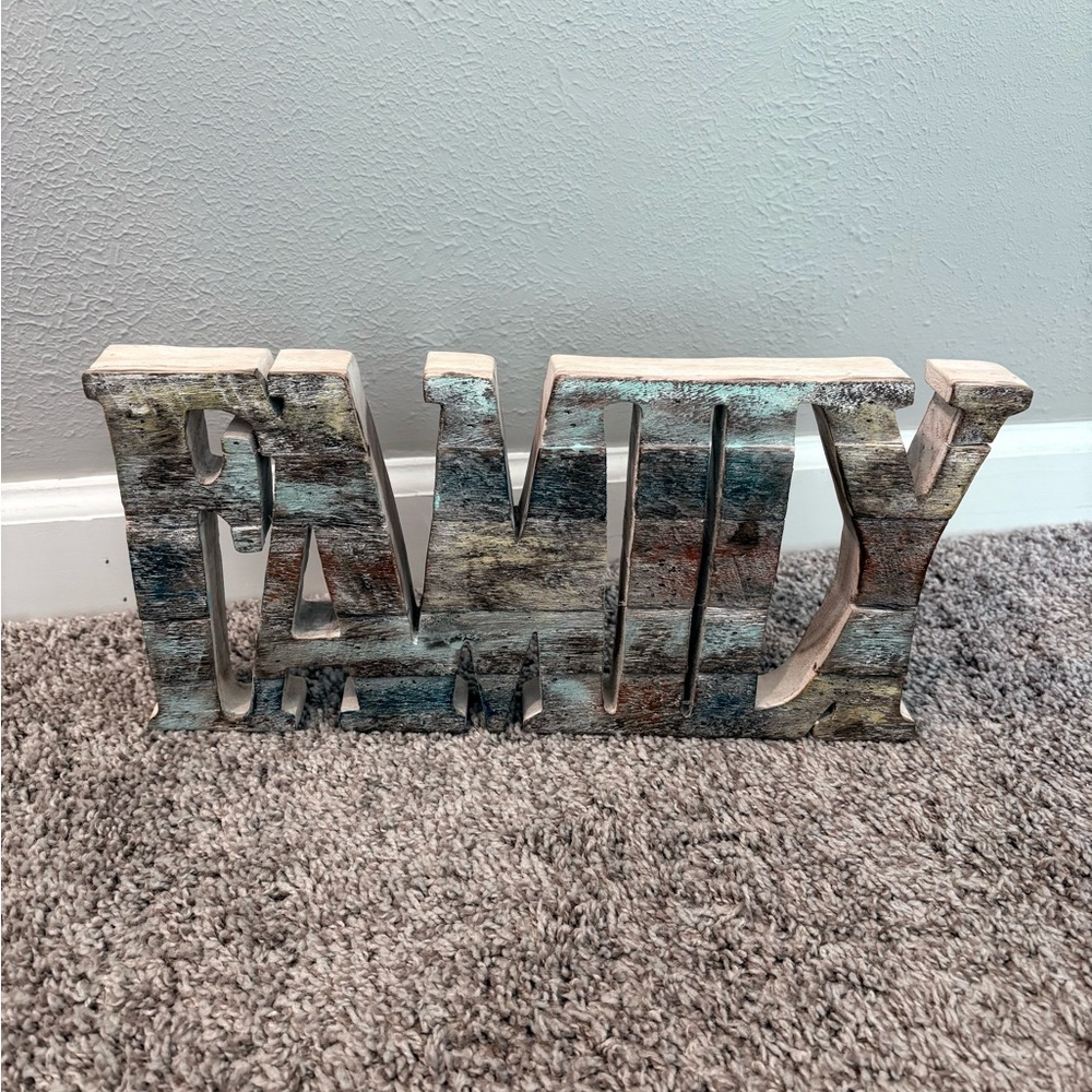Rustic Multicolor FAMILY Sign